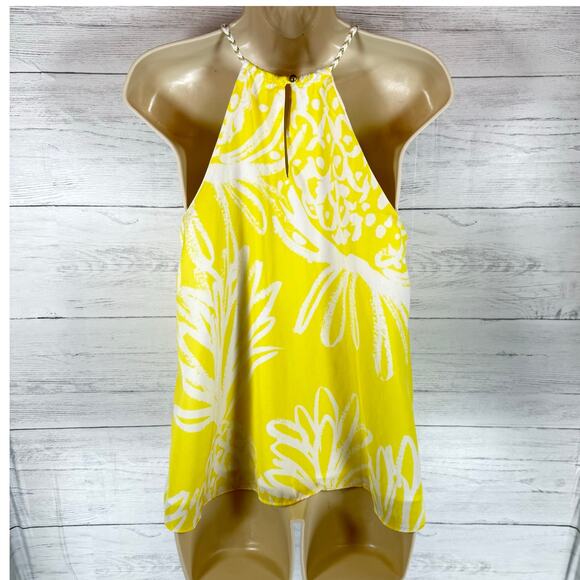 Lilly Pulitzer Pineapple Punch yellow white floral halter tank luxury resort - Picture 2 of 10